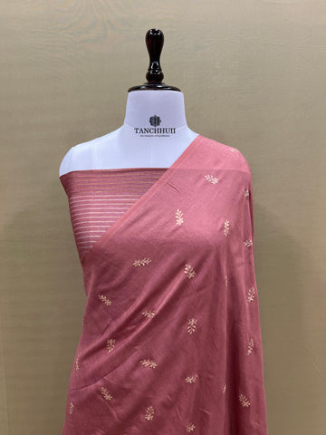 PURE BANARASI MOONGA SILK CHIKANKARI SAREE