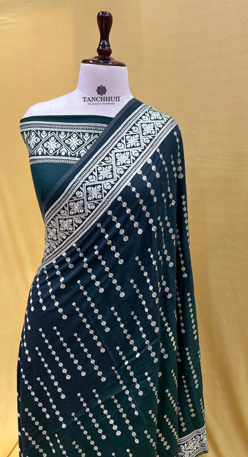 PURE BANARASI MOONGA SILK CHIKANKARI SAREE