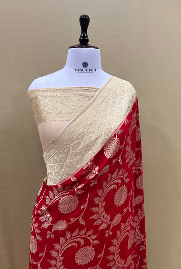 PURE BANARASI MOONGA SILK SAREE