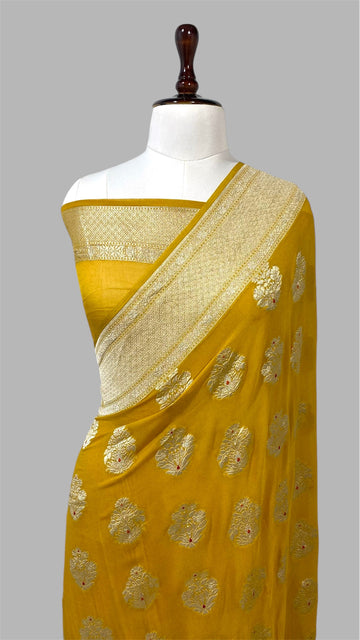 PURE KHADDI GEORGETTE HANDLOOM BANARASI SAREE