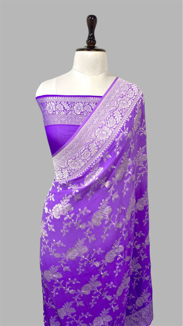 'SHADED' PURE KHADDI GEORGETTE HANDLOOM BANARASI SAREE