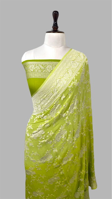 'SHADED' PURE KHADDI GEORGETTE HANDLOOM BANARASI SAREE
