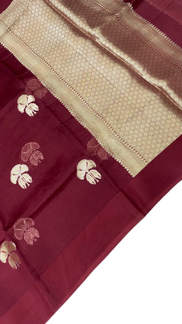 PURE KORA HANDLOOM BANARASI SAREE