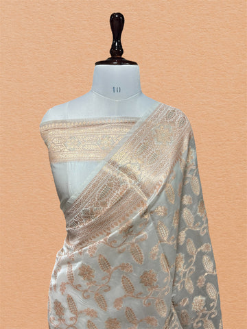 OFF WHITE PURE MANGO SILK BANARASI SAREE