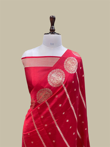 'OPEN RED' PURE MANGO SILK BANARASI SAREE