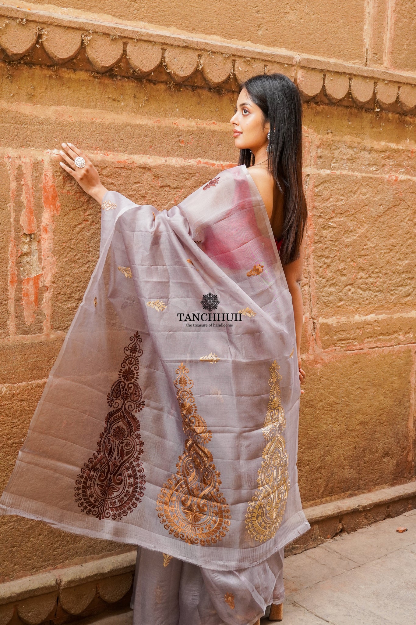 PURE BANARASI ORGANZA SILK CHIKANKARI SAREE