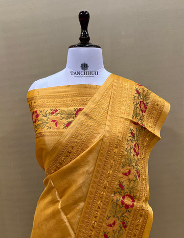 PURE BANARASI DESI TUSSAR CHIKANKARI SAREE