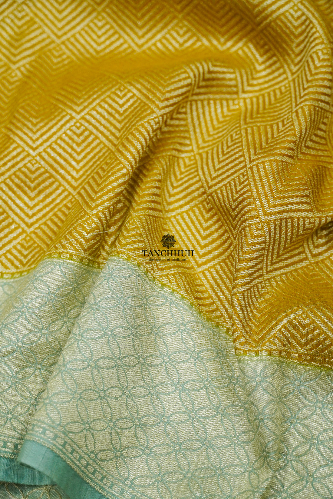 'TURMERIC GOLD' PURE MOONGA SILK BANARASI TANCHHUII SAREE