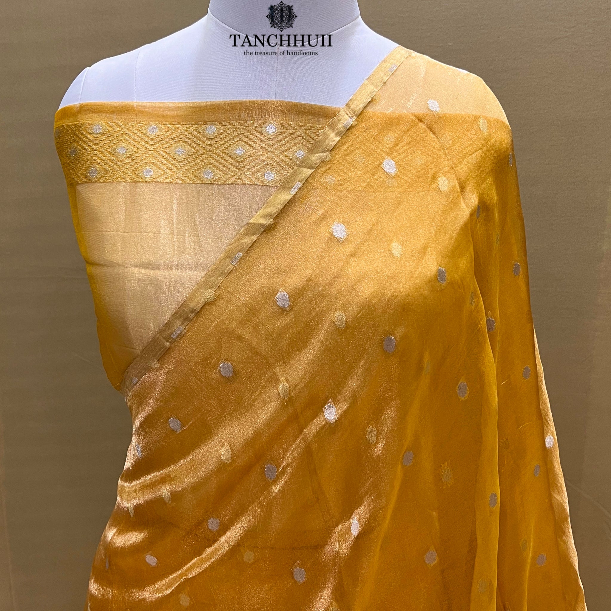 'DEWDAS YELLOW' PURE ORGANZA TISSUE SONA ROOP BANARASI SAREE