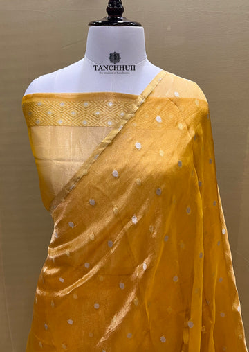 'DEWDAS YELLOW' PURE ORGANZA TISSUE SONA ROOP BANARASI SAREE