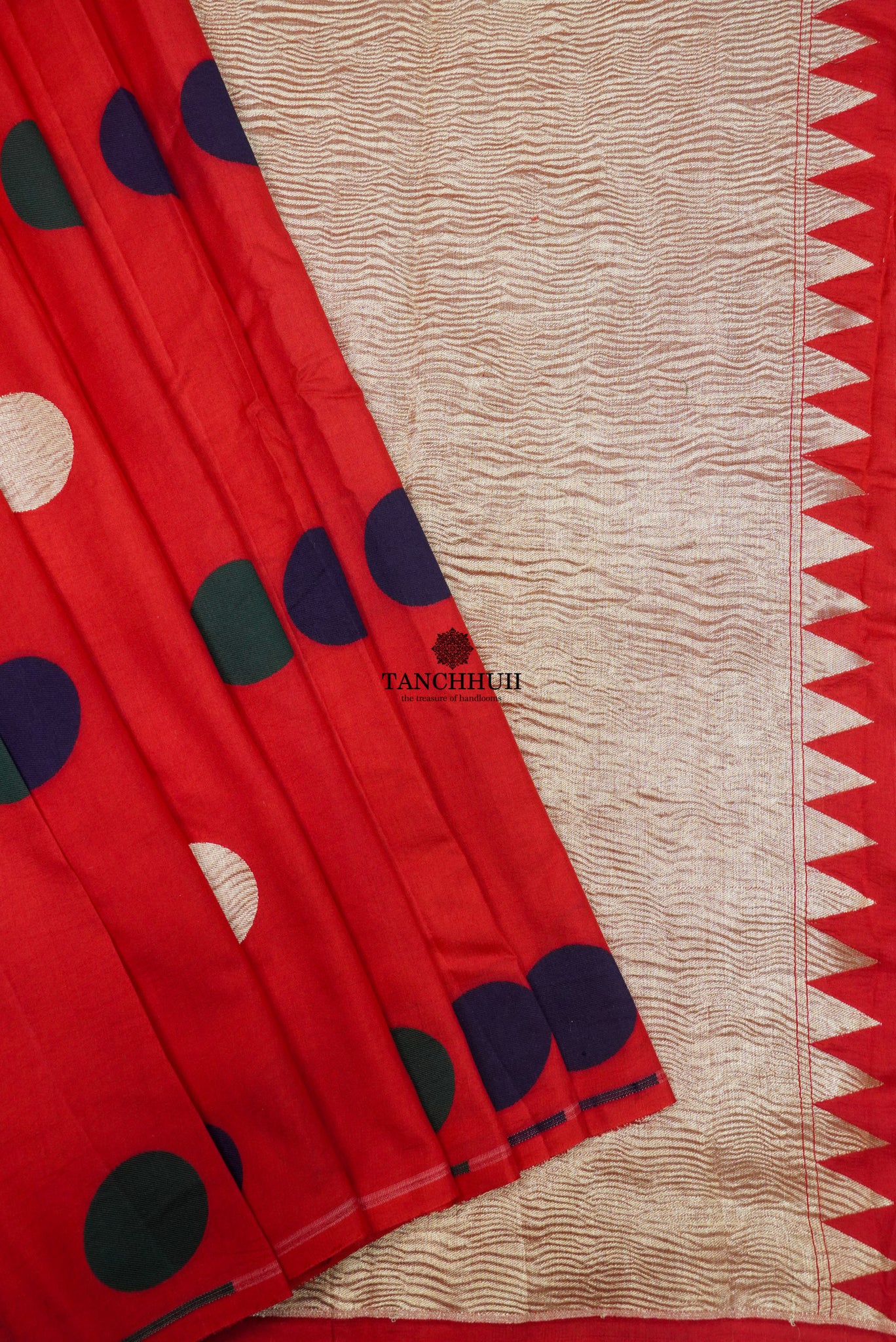 'CERAMIC RED' PURE MASHRU SATIN SILK DOLLAR BUTTA SAREE