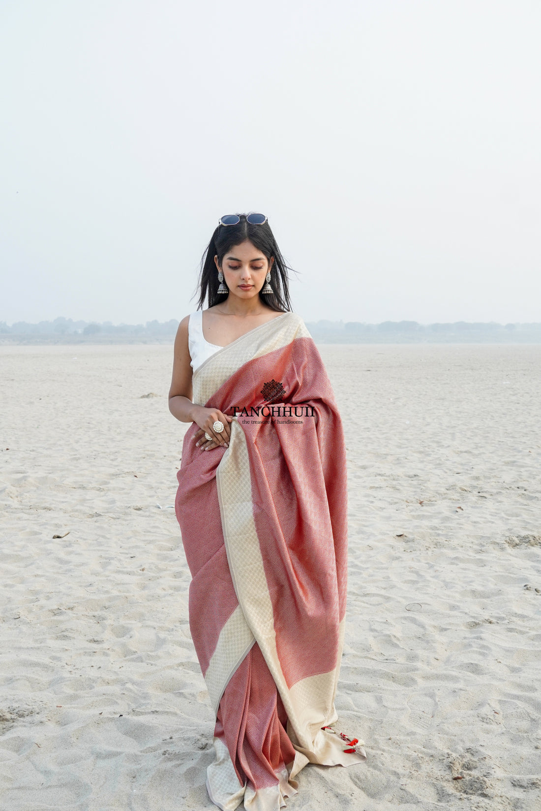 "RED"PURE MOONGA SILK BANARASI TANCHHOI SAREE