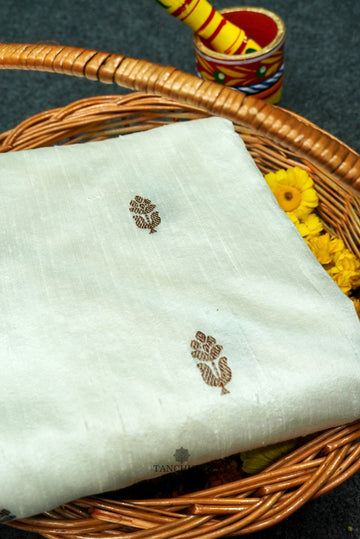 PURE BANARASI HANDWOVEN KADHUA RAW (MATKA TUSSAR) SILK SAREE