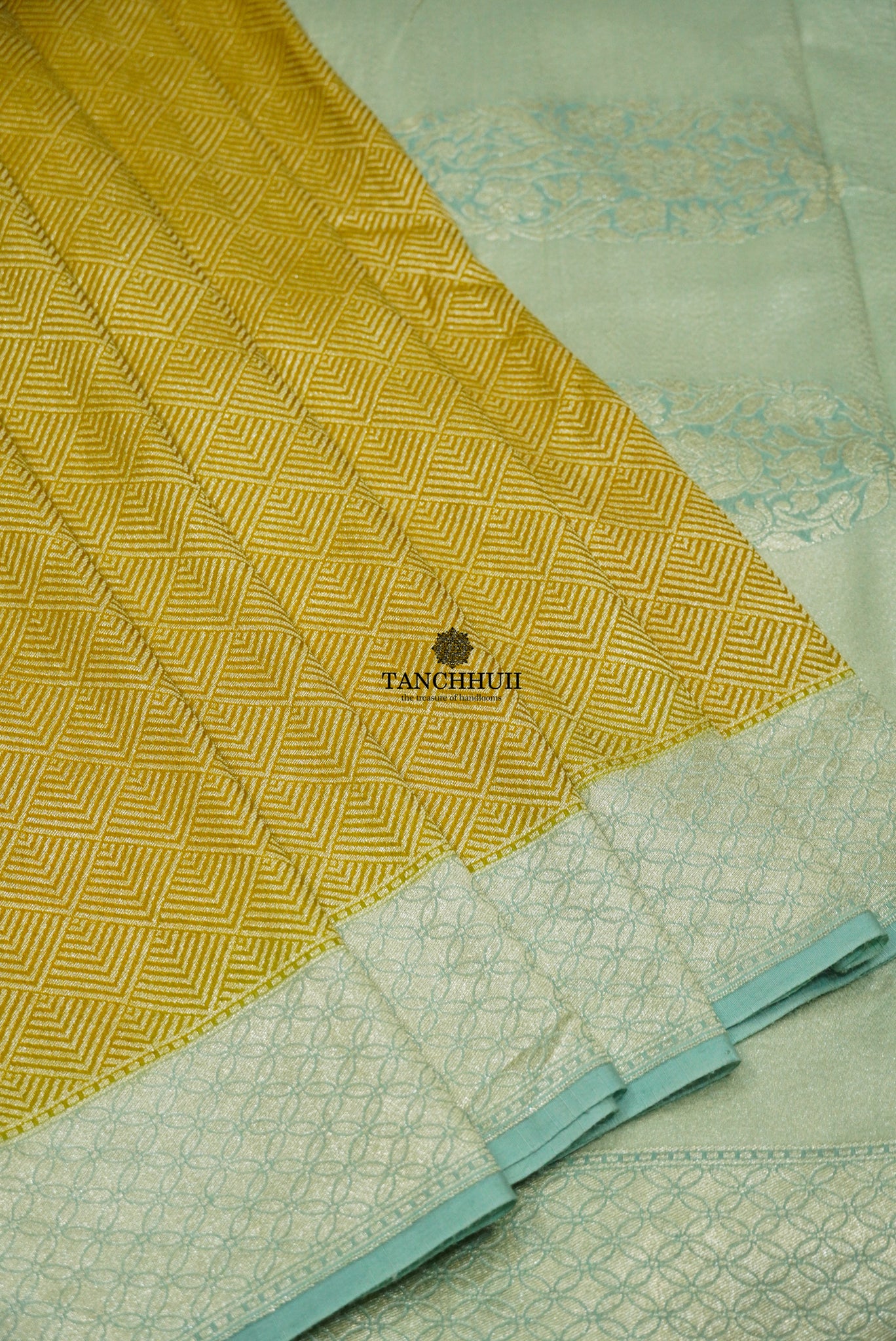 'TURMERIC GOLD' PURE MOONGA SILK BANARASI TANCHHUII SAREE