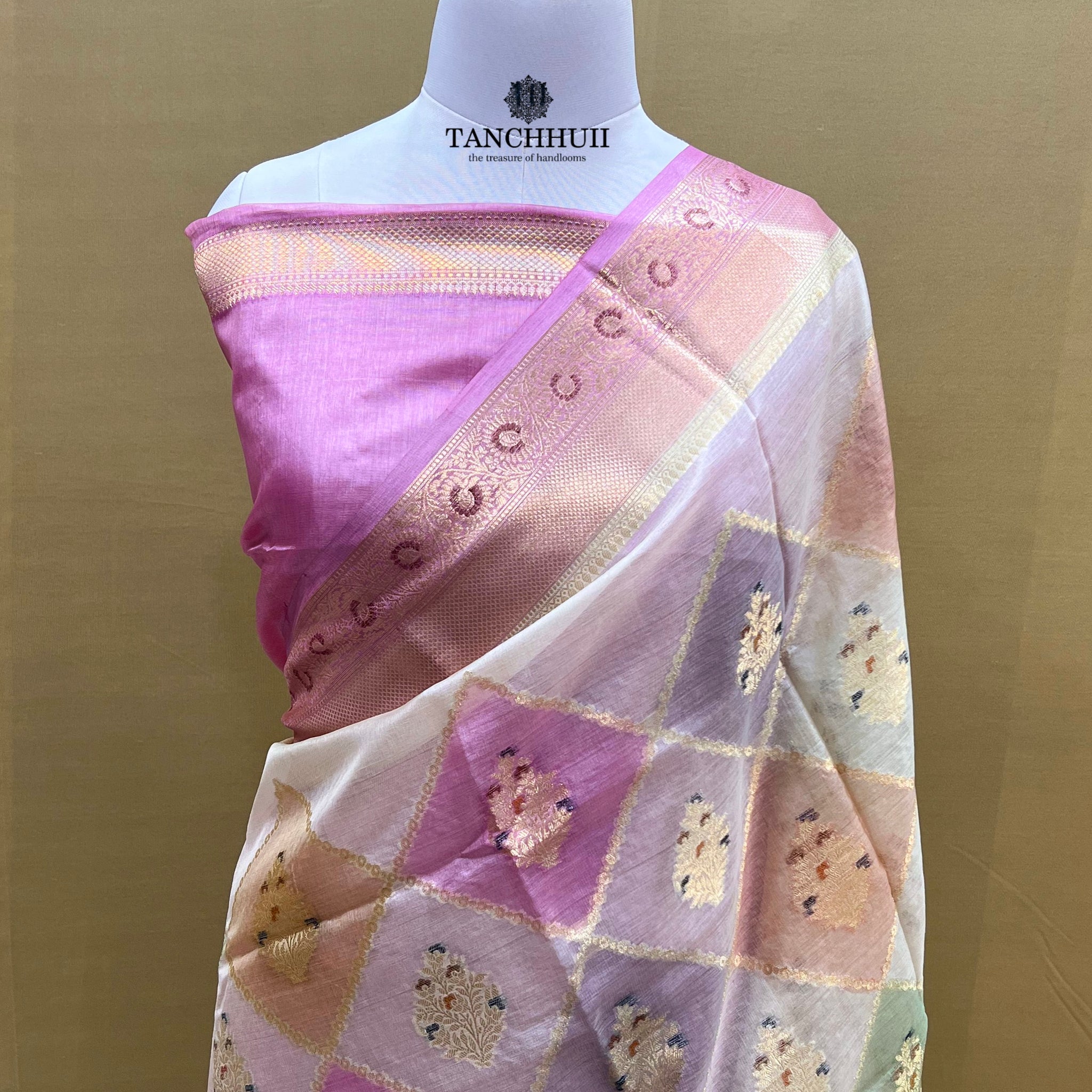 PURE BANARASI RANGKAAT HANDMEENAKARI TUSSAR SILK SAREE