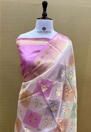 PURE BANARASI RANGKAAT HANDMEENAKARI TUSSAR SILK SAREE