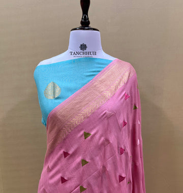 PURE BANARASI MOONGA SILK CHIKANKARI SAREE