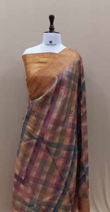 PURE BANARASI MATKA TUSSAR SILK SAREE