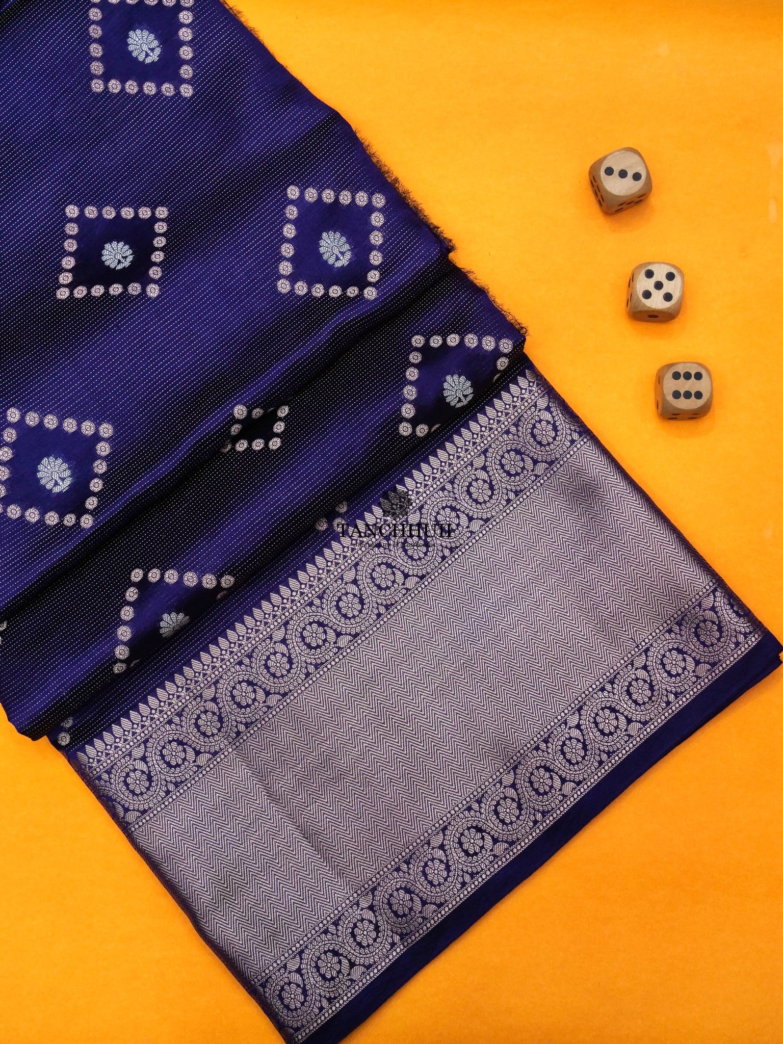 'NAVY BLUE' PURE MANGO SILK BANARASI TANCHHUII SAREE