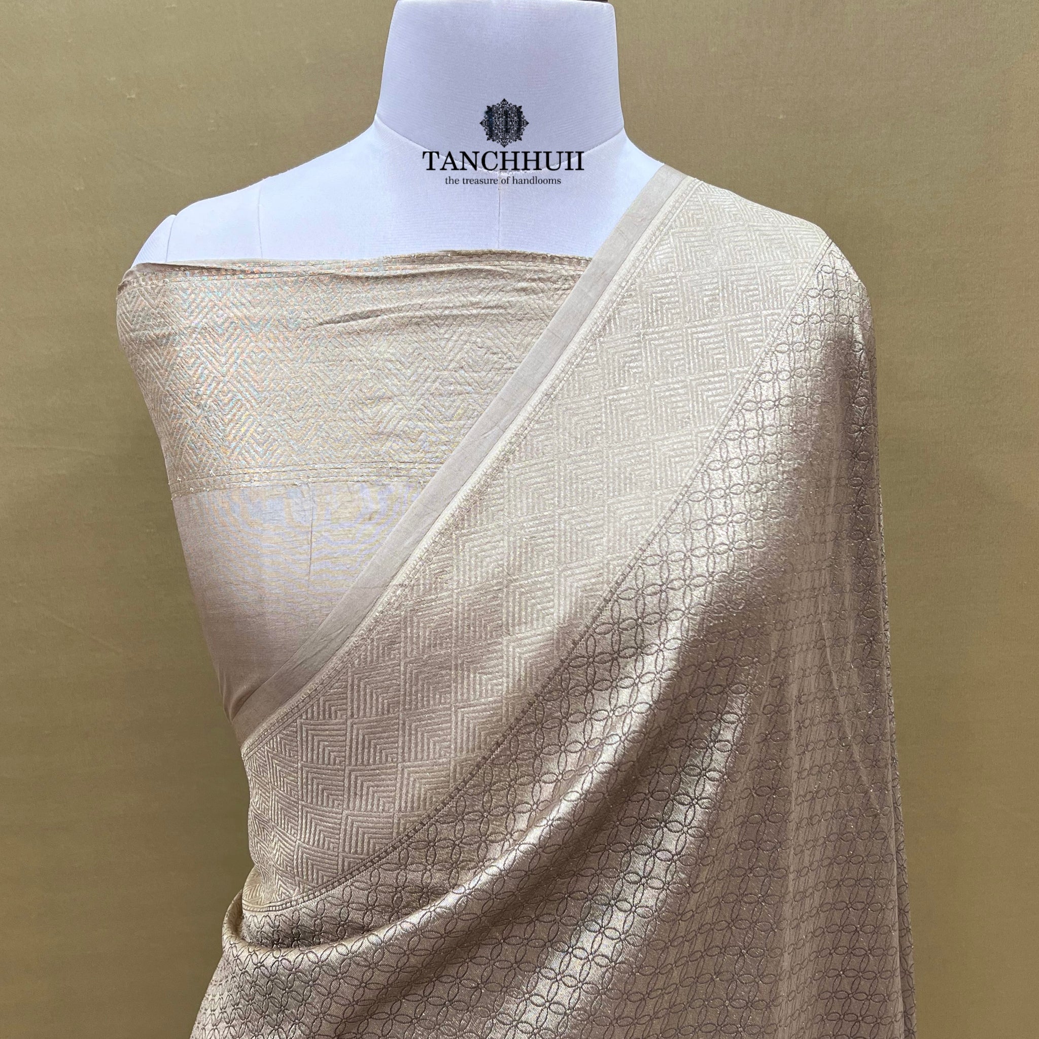 'CLAY BEIGE' PURE MASHRU SILK TANCHHUII BANARASI SAREE