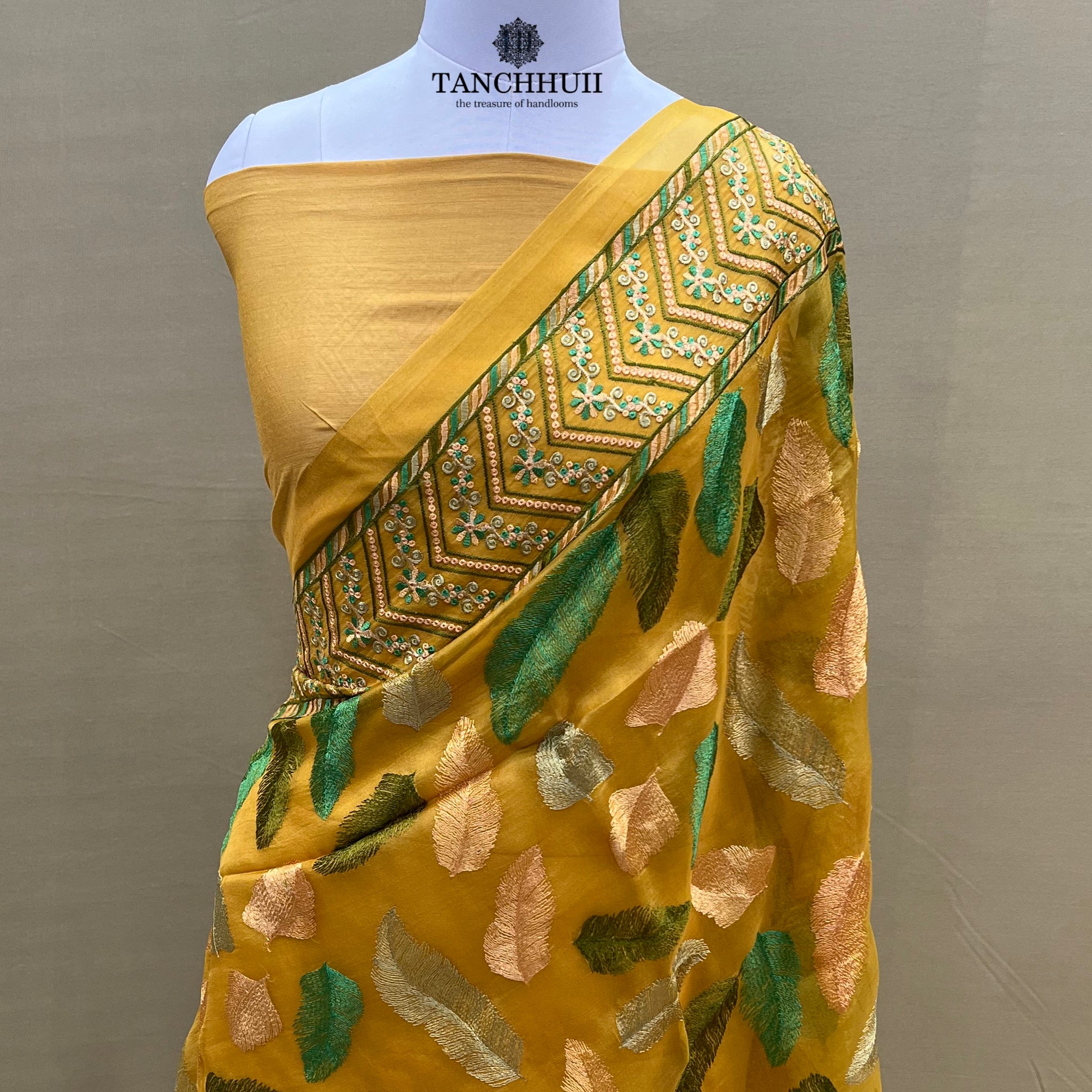 PURE BANARASI ORGANZA SILK CHIKANKARI SAREE