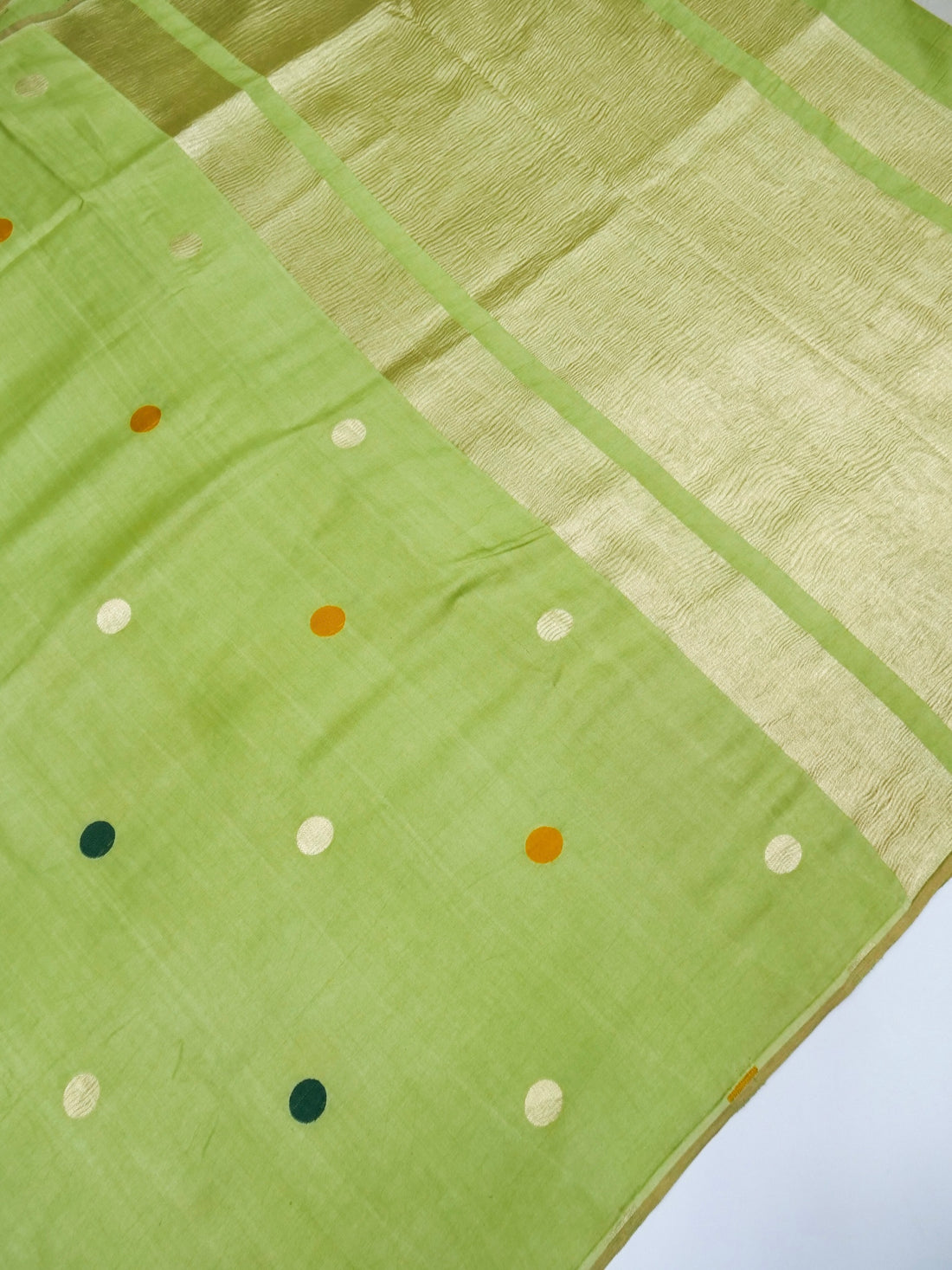 MASHRU SATIN SILK SAREE- pistachio Green Pure Banarasi Mashru Satin Silk Saree