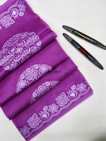 PURE BANARASI ORGANZA CHIKANKARI SAREE