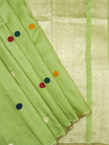 MASHRU SATIN SILK SAREE- pistachio Green Pure Banarasi Mashru Satin Silk Saree