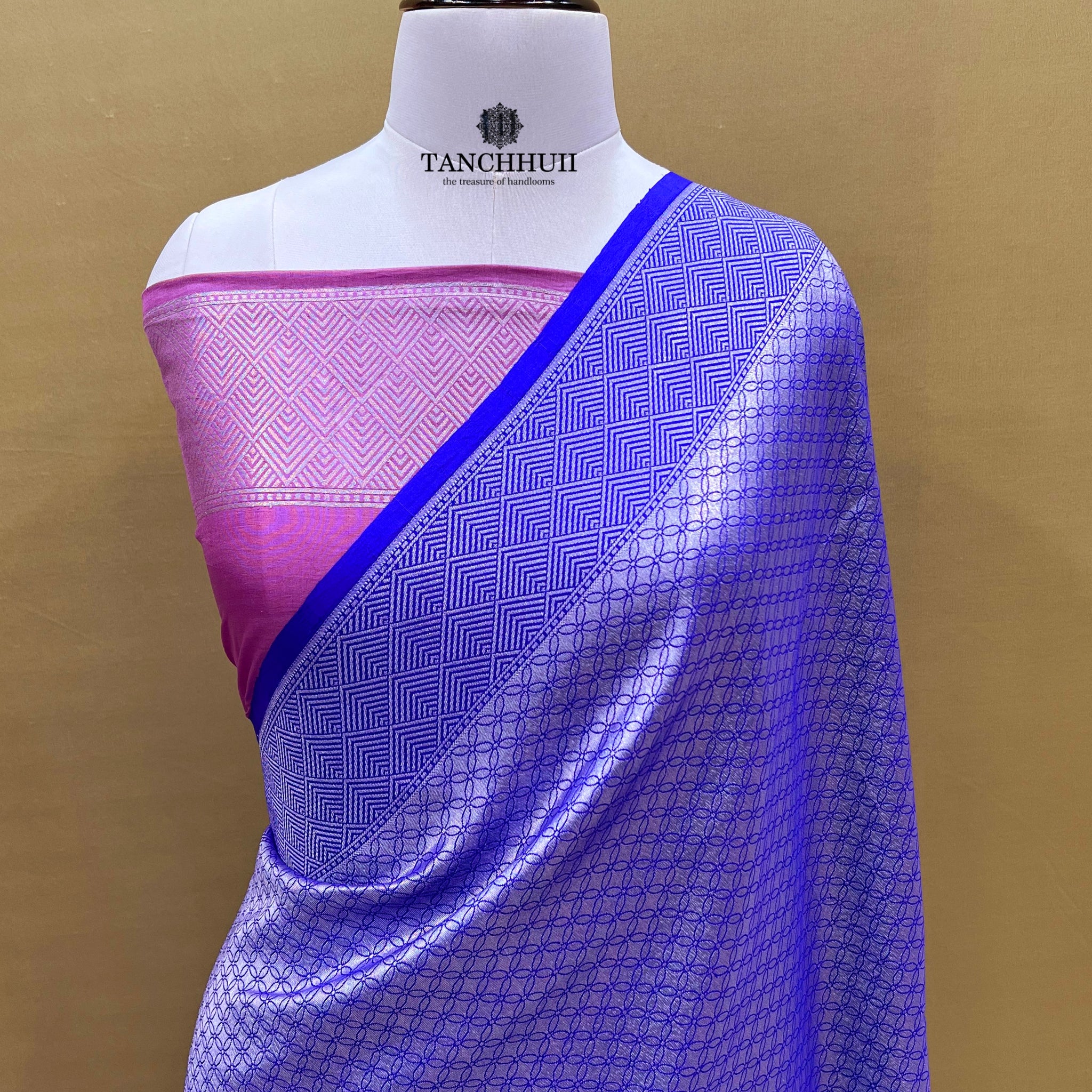 ‘ROYALE BLUE' PURE MASHRU SILK TANCHHUII BANARASI SAREE