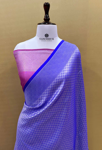 ‘ROYALE BLUE' PURE MASHRU SILK TANCHHUII BANARASI SAREE