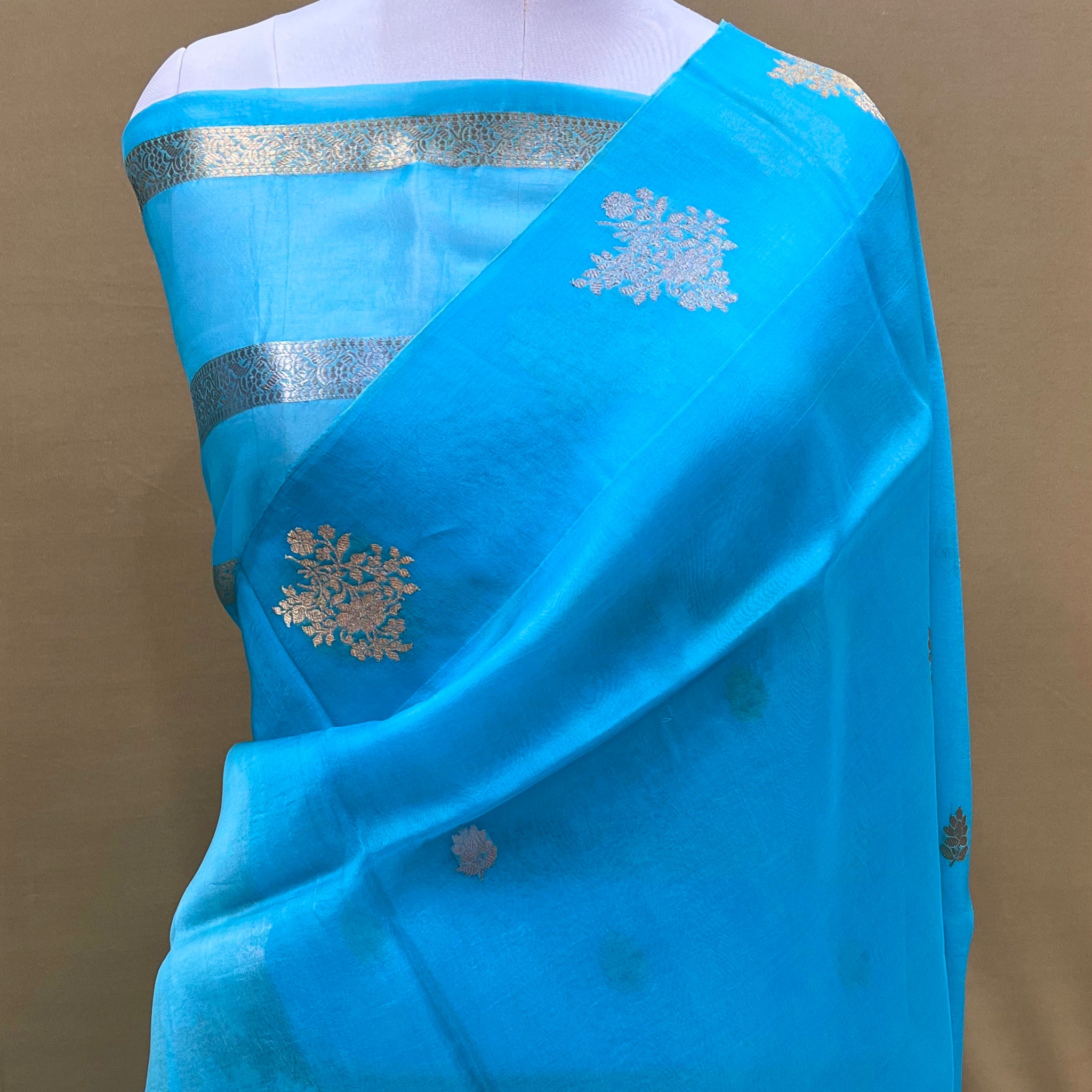 PURE BANARASI HANDWOVEN KADHUA ORGANZA SILK SAREE - pure  organza Sona Rupa saree