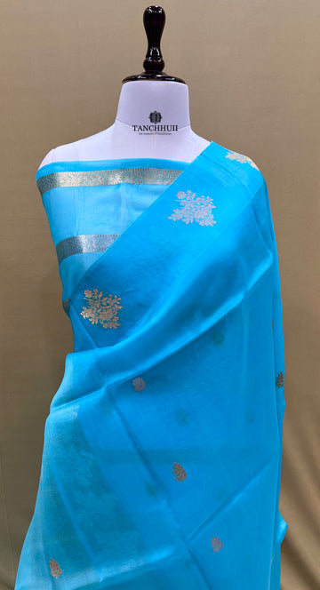 PURE BANARASI HANDWOVEN KADHUA ORGANZA SILK SAREE - pure  organza Sona Rupa saree