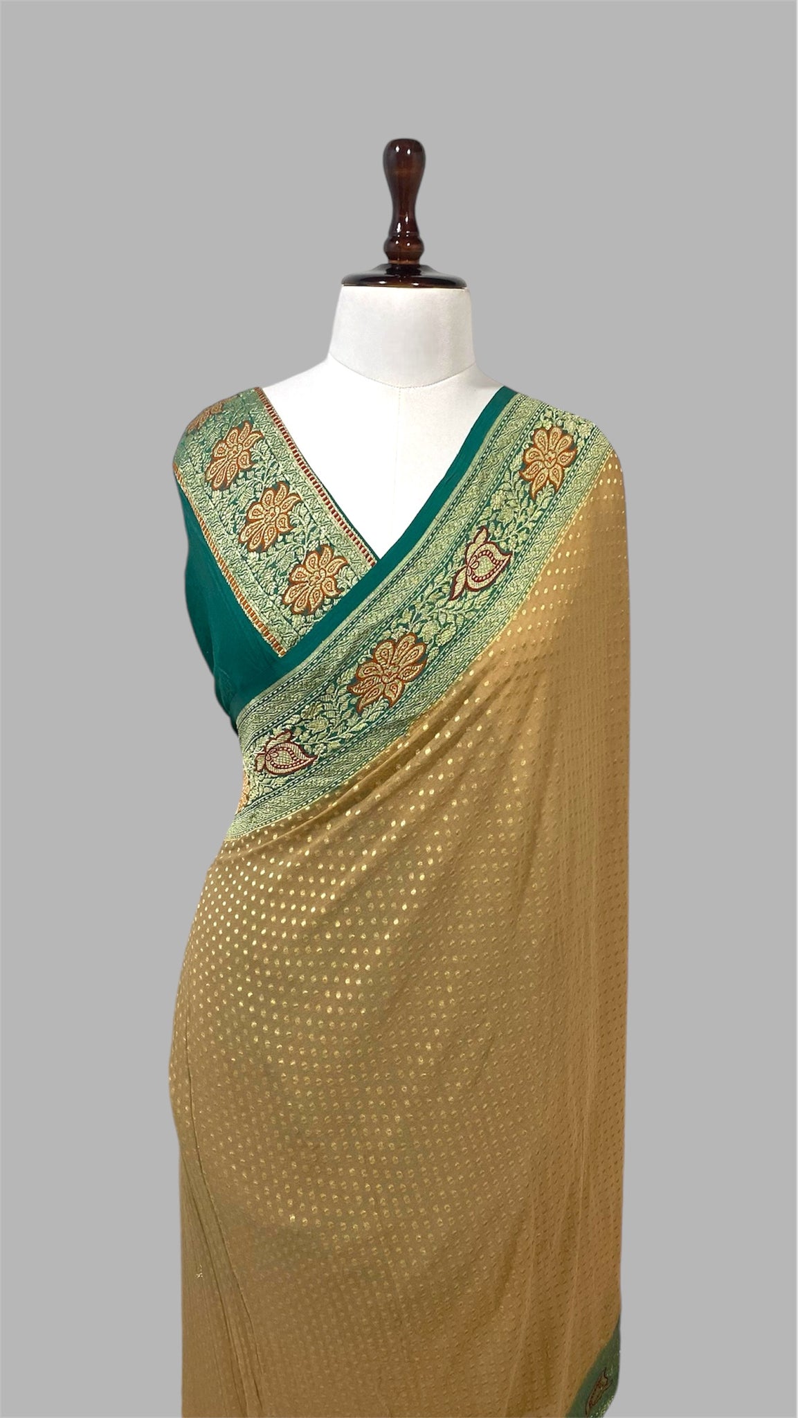 PURE KHADDI GEORGETTE HANDLOOM BANARASI SAREE