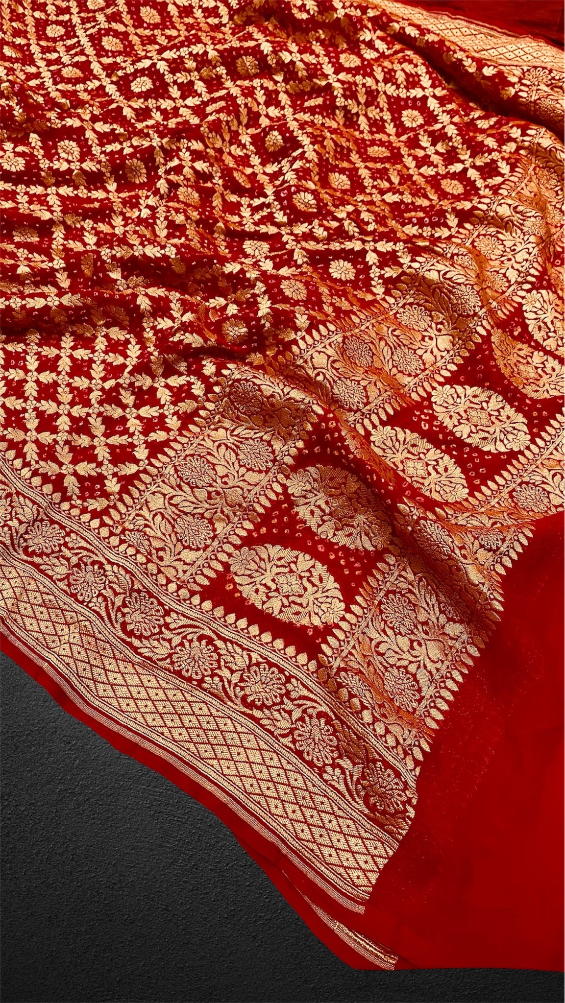 'BANDHANI' PURE KHADDI GEORGETTE HANDLOOM BANDHANI BANARASI SAREE