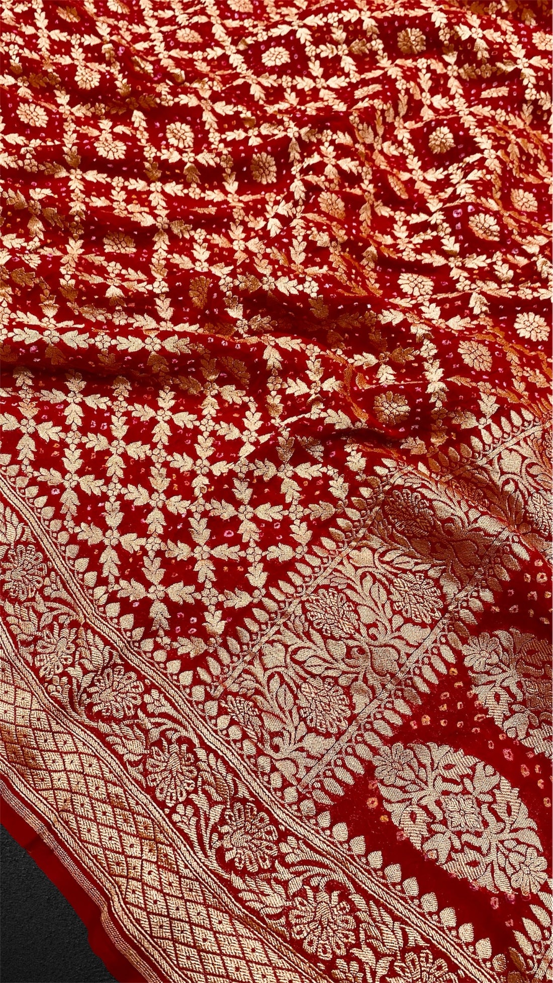 'BANDHANI' PURE KHADDI GEORGETTE HANDLOOM BANDHANI BANARASI SAREE