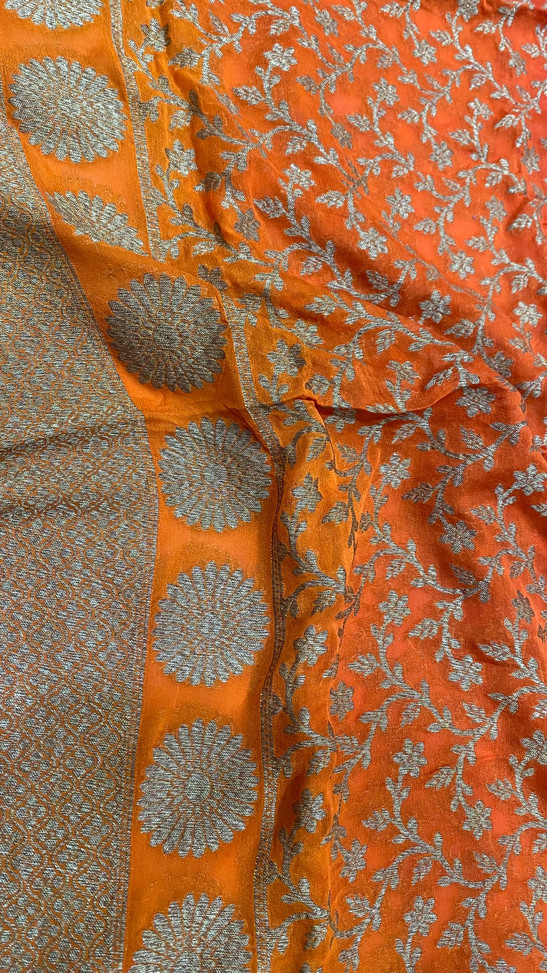 'ORANGE' PURE KHADDI GEORGETTE HANDLOOM BANARASI DUPATTA