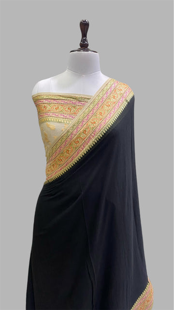 PURE KHADDI GEORGETTE HANDLOOM BANARASI SAREE