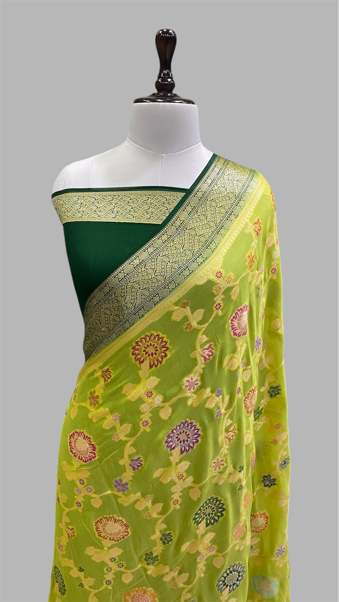 PURE KHADDI GEORGETTE TILFI HANDLOOM BANARASI SAREE