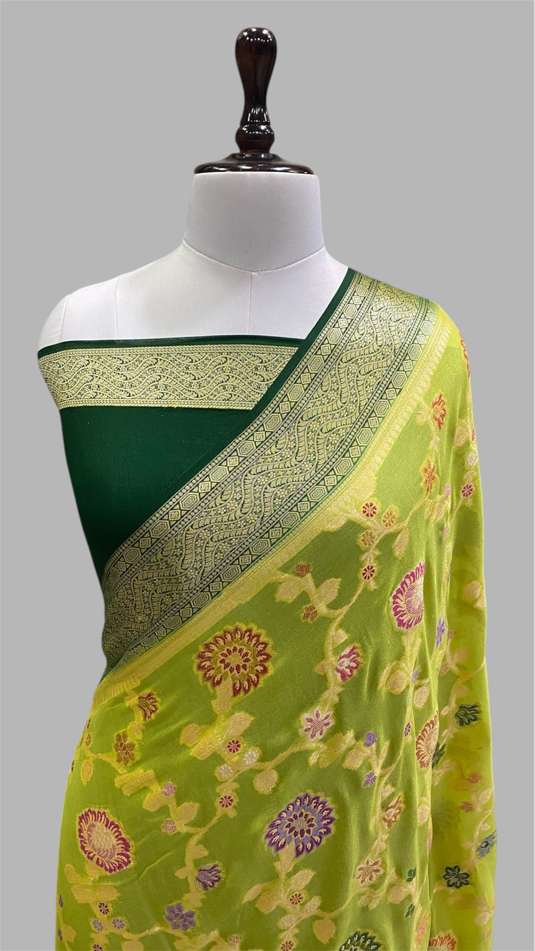 PURE KHADDI GEORGETTE TILFI HANDLOOM BANARASI SAREE