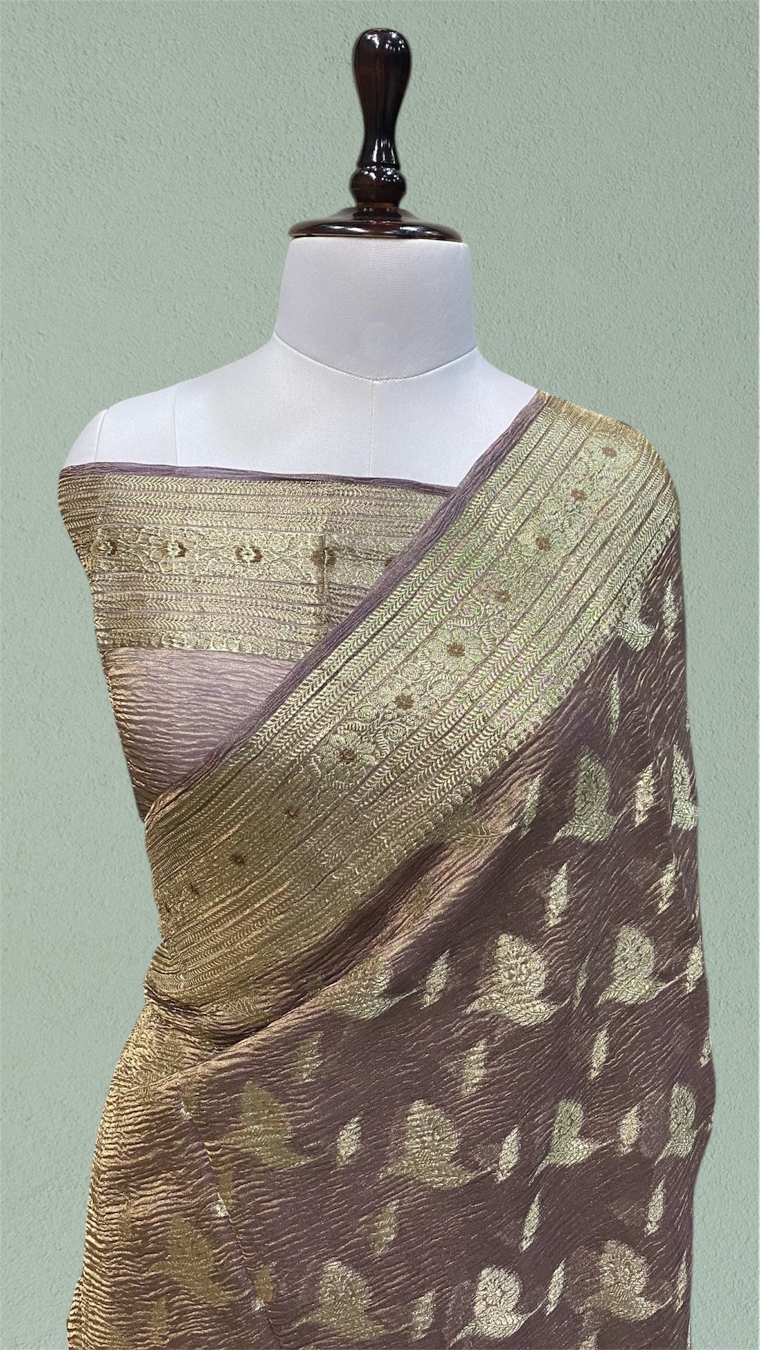 PURE KORA CRUSH TISSUE HANDLOOM BANARASI SAREE