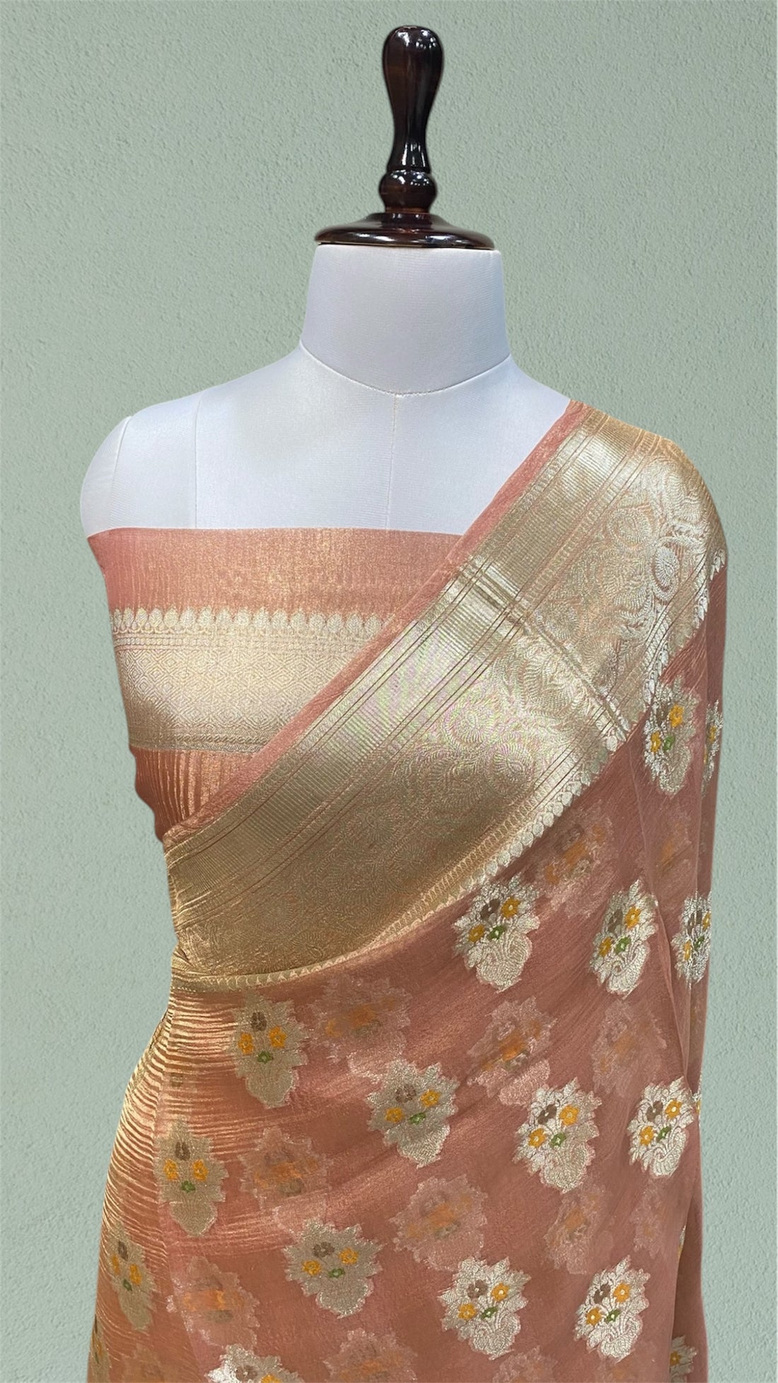 PURE KORA CRUSH TISSUE HANDLOOM BANARASI SAREE