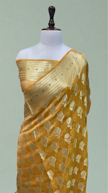 PURE KORA CRUSH TISSUE HANDLOOM BANARASI SAREE