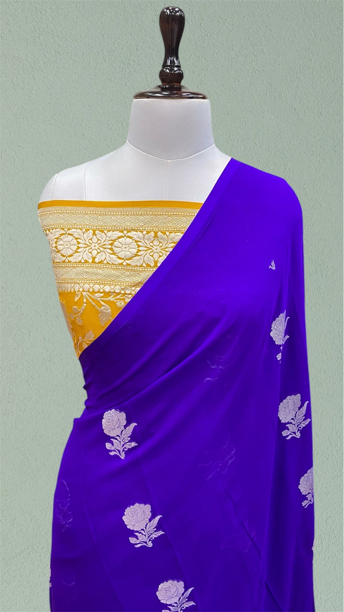 PURE KHADDI GEORGETTE HANDLOOM BANARASI SAREE