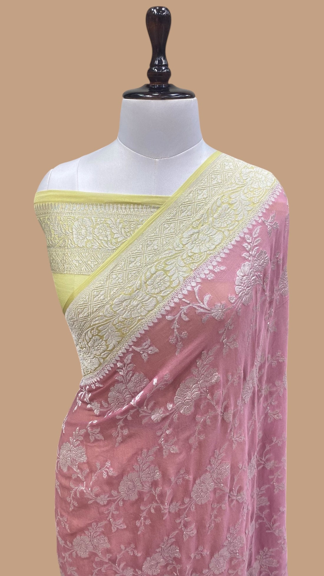 PURE KHADDI GEORGETTE HANDLOOM BANARASI SAREE