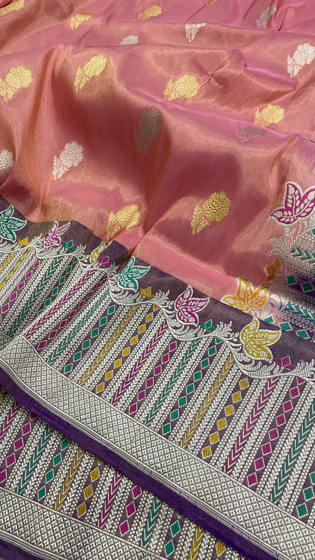 HANDWOVEN PURE KATAAN TISSUE SILK SAREE