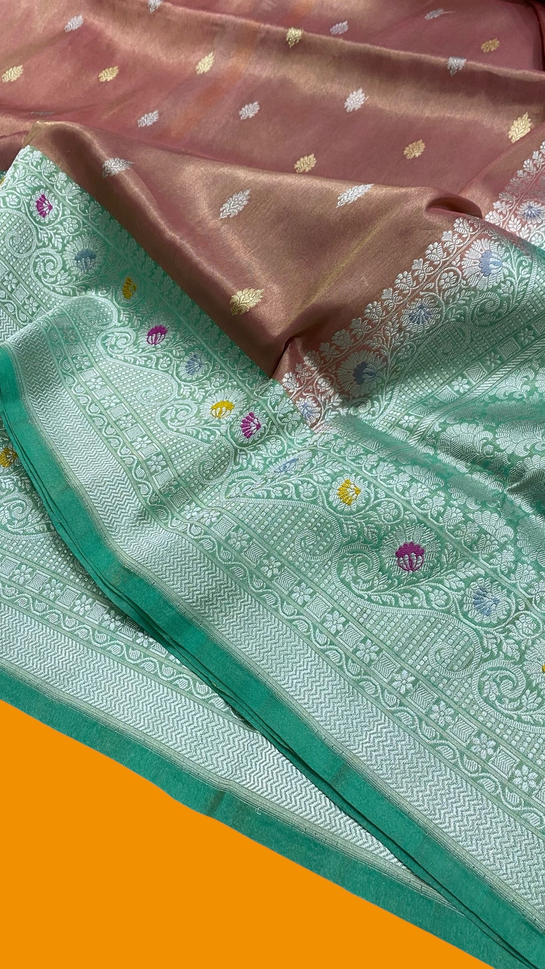 HANDWOVEN PURE KATAAN TISSUE SILK SAREE