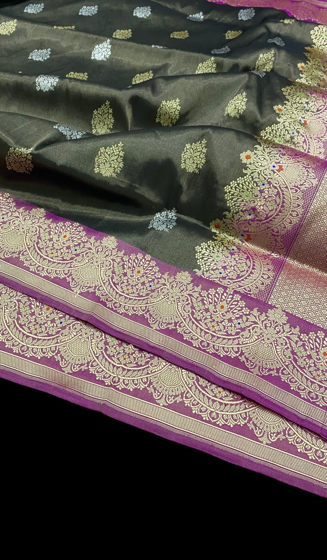 HANDWOVEN PURE KATAAN TISSUE SILK SAREE