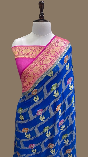 PURE KHADDI GEORGETTE TILFI HANDLOOM BANARASI SAREE