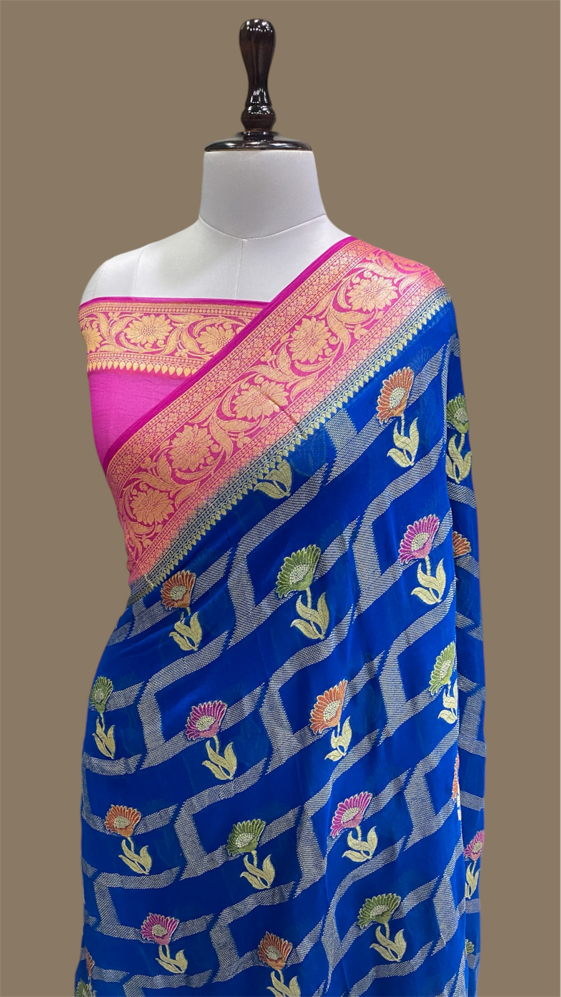 PURE KHADDI GEORGETTE TILFI HANDLOOM BANARASI SAREE