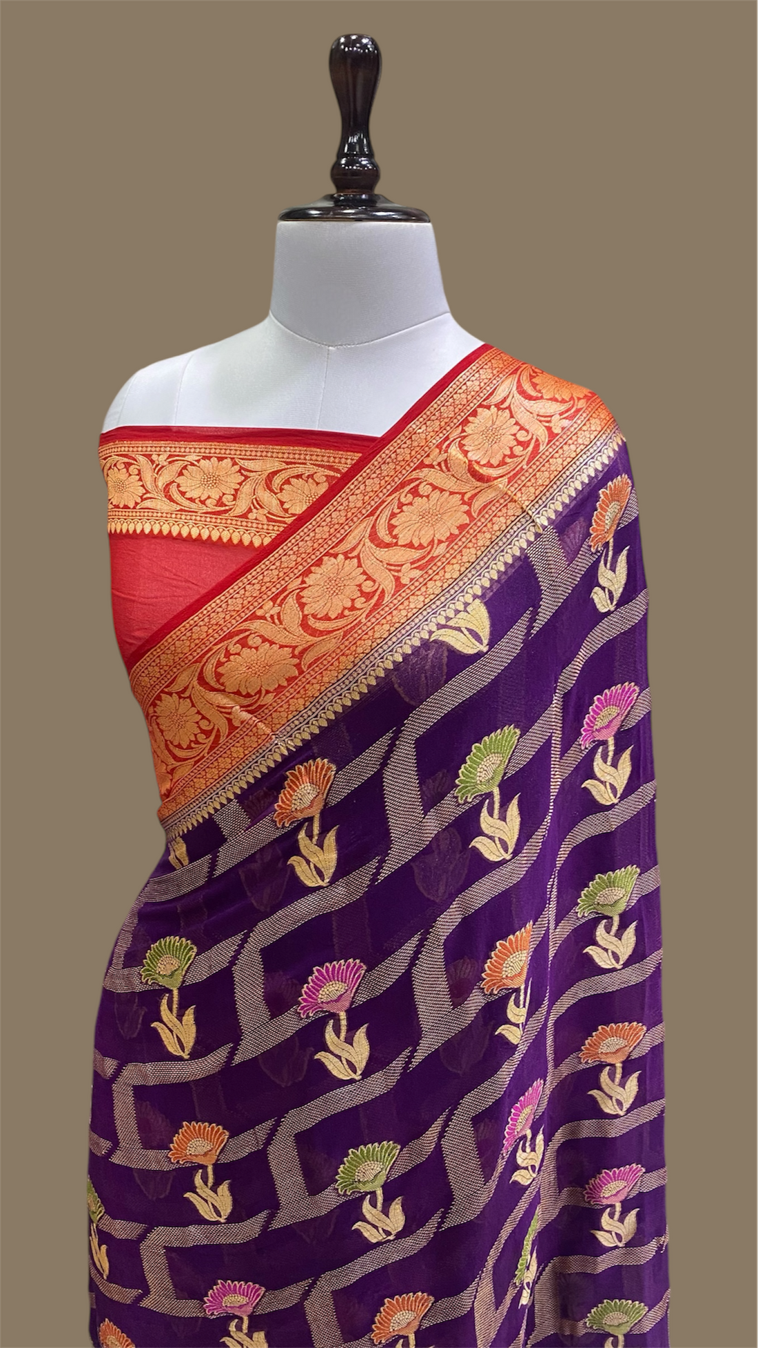 PURE KHADDI GEORGETTE HANDLOOM BANARASI SAREE